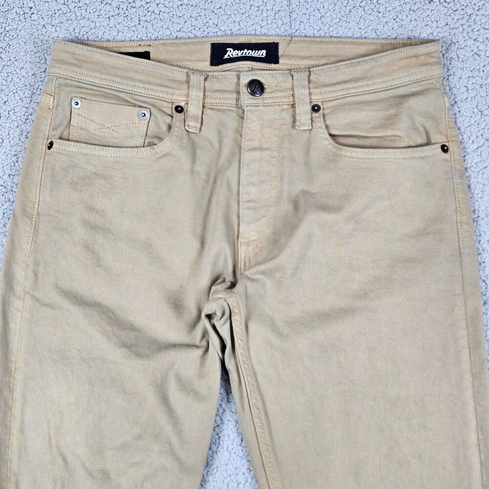 Revtown Pants Mens 32x30 Jeans Khaki Slim Straight Chino Sharp Stretch Comfort